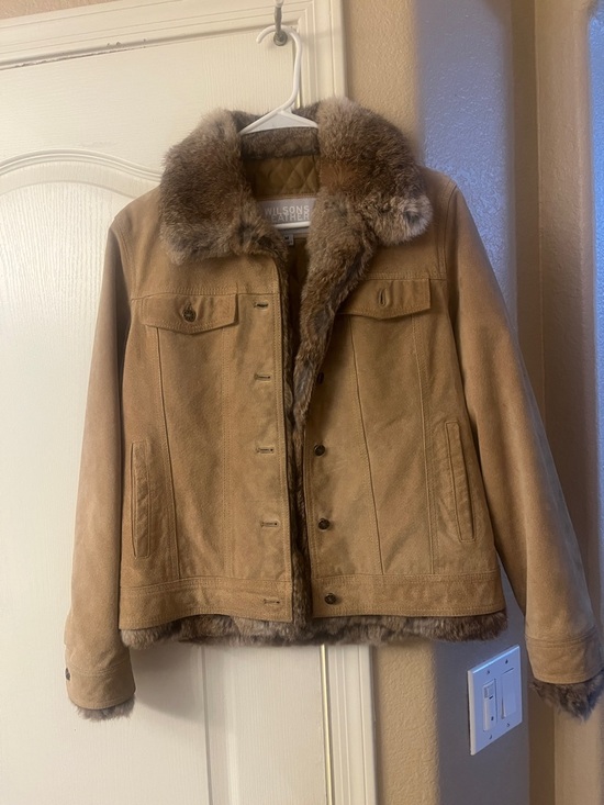 Wilsons Leather Jackets & Blazers - Wilsons Leather Suede Shearling Jacket - Brown